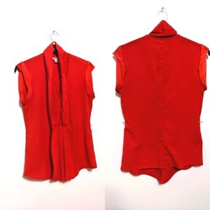 Vintage Calvin Klein Red Sleeveless Blouse with belt loops Size Small